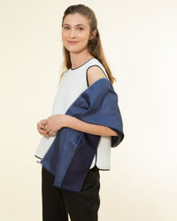 Petit foulard Bicolore en soie indigo