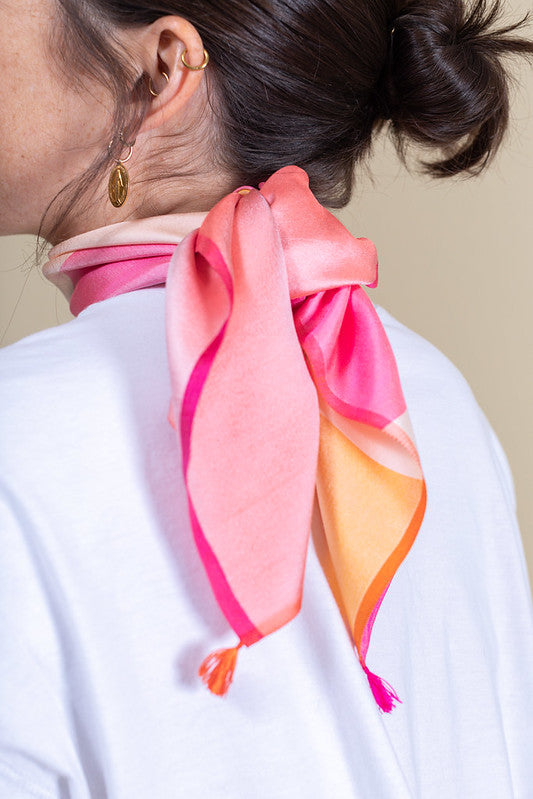 Carré Quatuor en soie nude